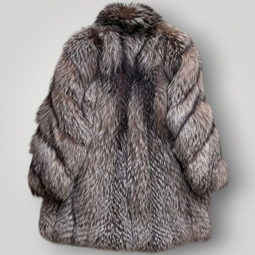 総丈100◎シルバーフォックス FOX ファーコート ふわふわ フリーサイズ