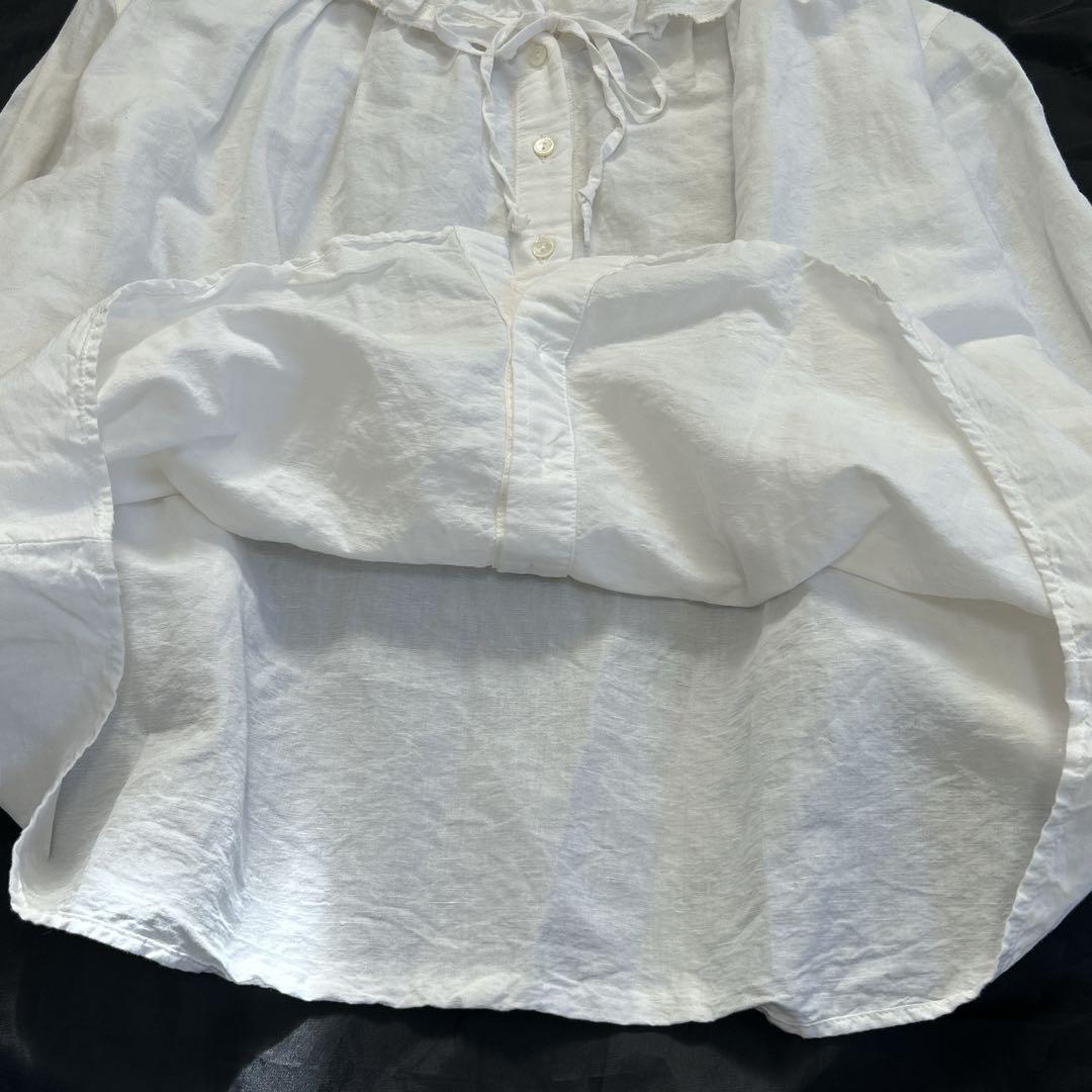 ✨大人気定番✨ネストローブ コットンリネンダンガリーフリルシャツ 近年