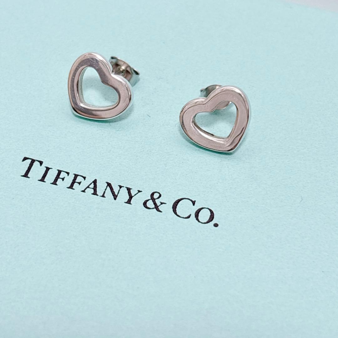 【美品】 ティファニー センチメンタル ハート ピアス オープンハート A483
