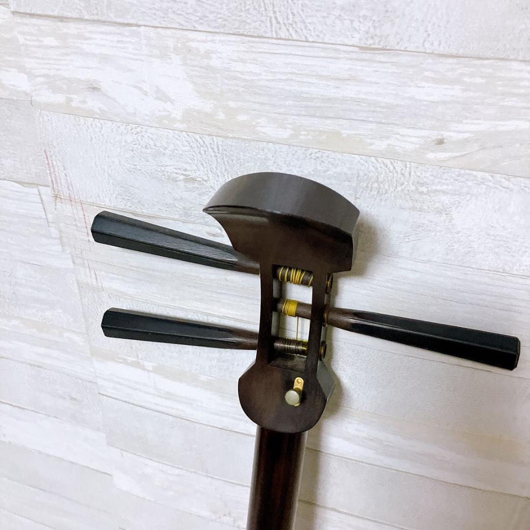 三味線 地唄 中棹 紅木 和楽器 ハードケース付き 三つ折 民謡 皮破れなし