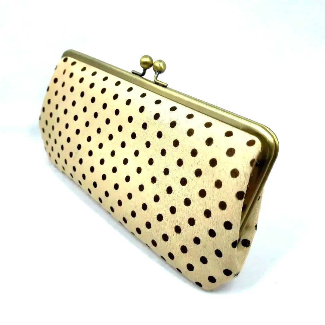 アインソフ　AinSoph 1237-LRSステアヘア一のドット柄がま口長財布