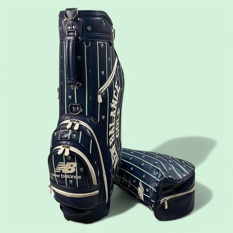 ニューバランス ゴルフ フード付き キャディバッグ ネイビー ストライプ ロゴ