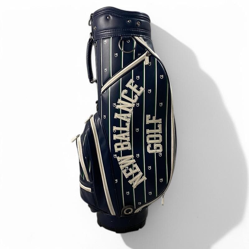 ニューバランス ゴルフ フード付き キャディバッグ ネイビー ストライプ ロゴ