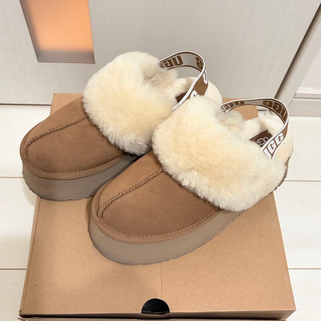 【み】UGG ムートンブーツ スリッポン　ブラウン　24