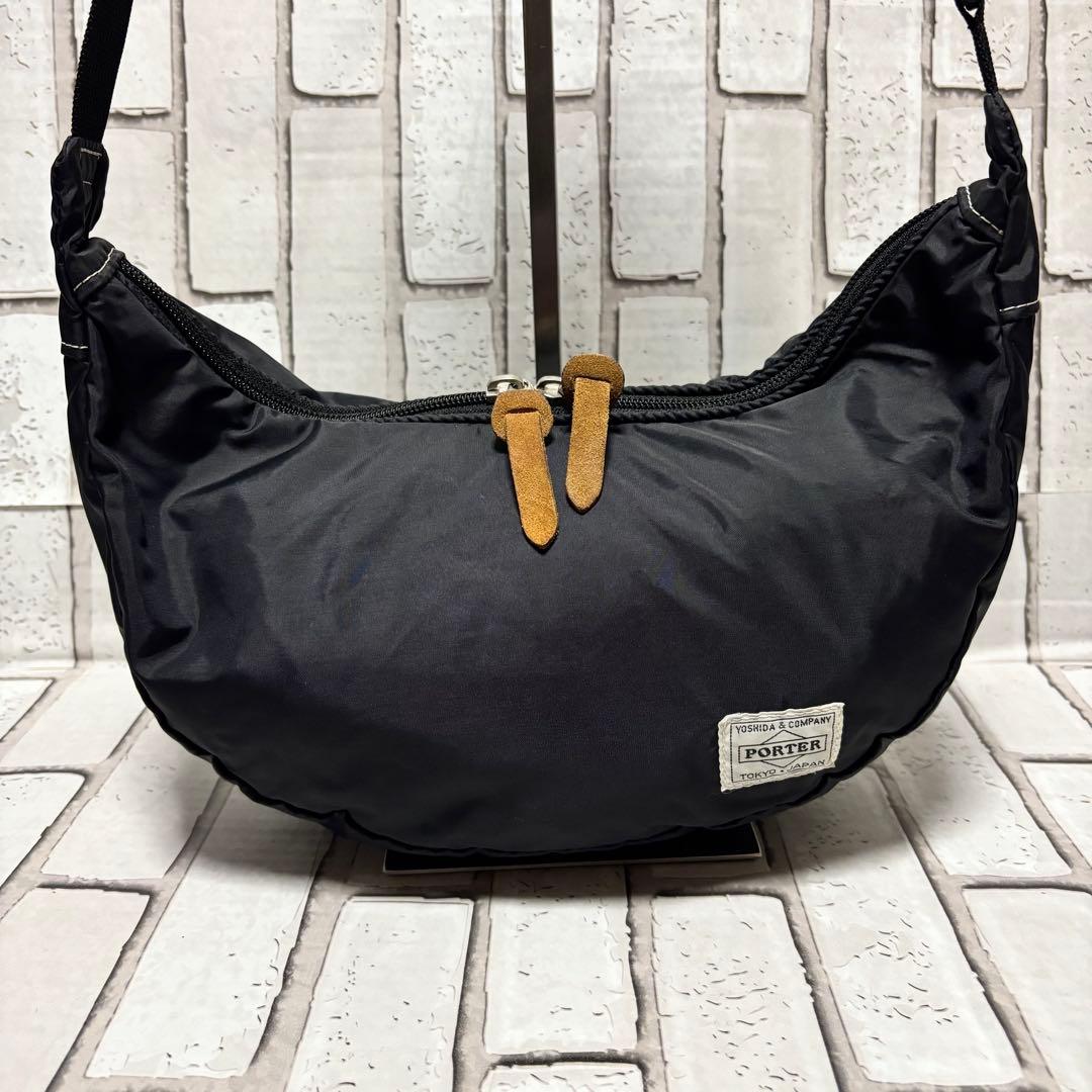美品 PORTER ポーター REEF リーフ 三日月 ショルダーバッグ