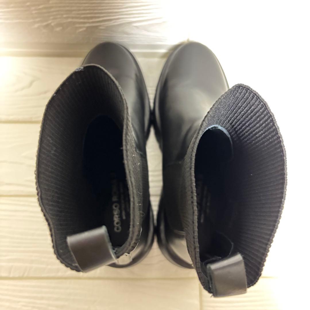 【未使用級】CORSO ROMA 9 サイドゴアブーツ 厚底 ブラック 39