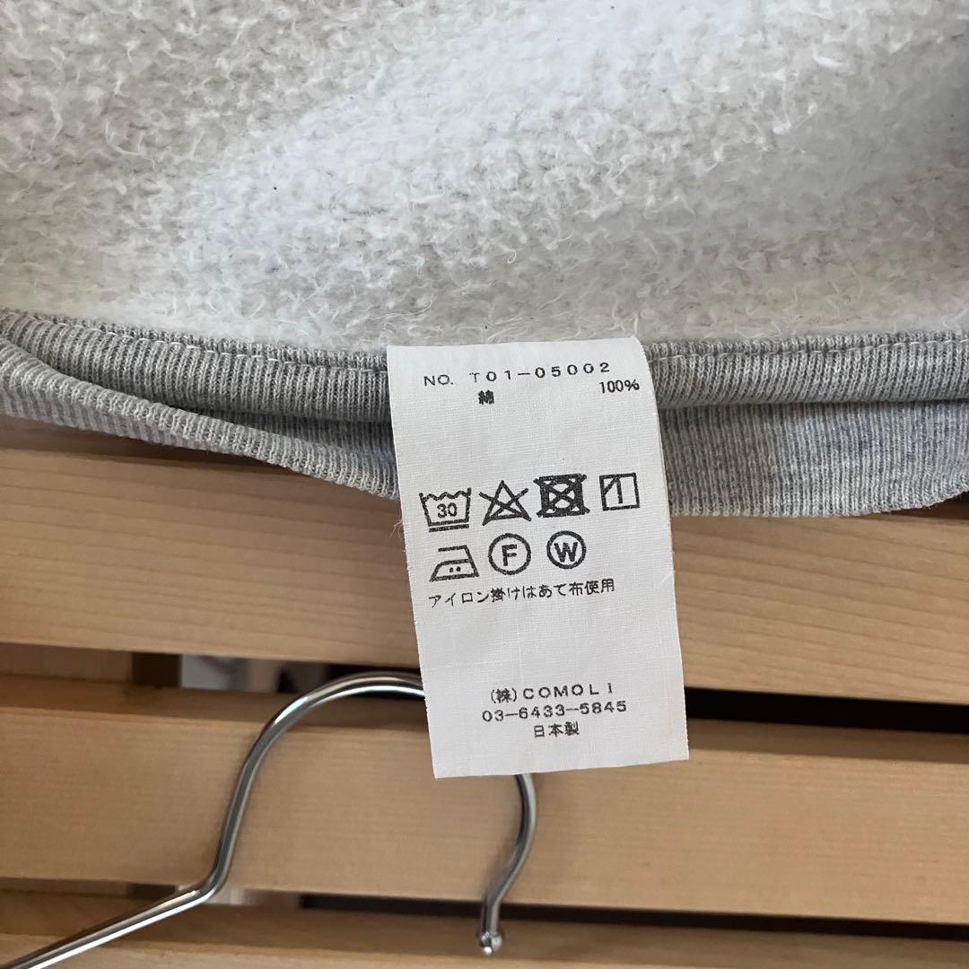 COMOLI 21ss コットン吊裏毛クルーネック Heather Gray 1