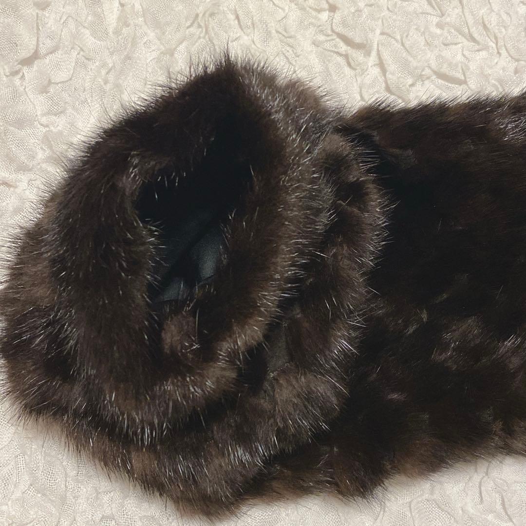 【サガミンク】（M）最高級 ミンクファーコート 銀タグ ダークブラウン