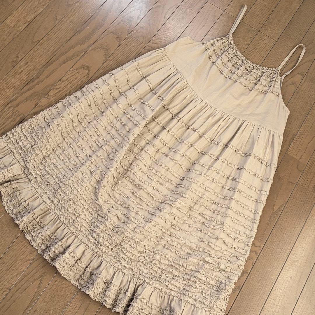 PINK HOUSE モカ色ピコフリルキャミワンピース