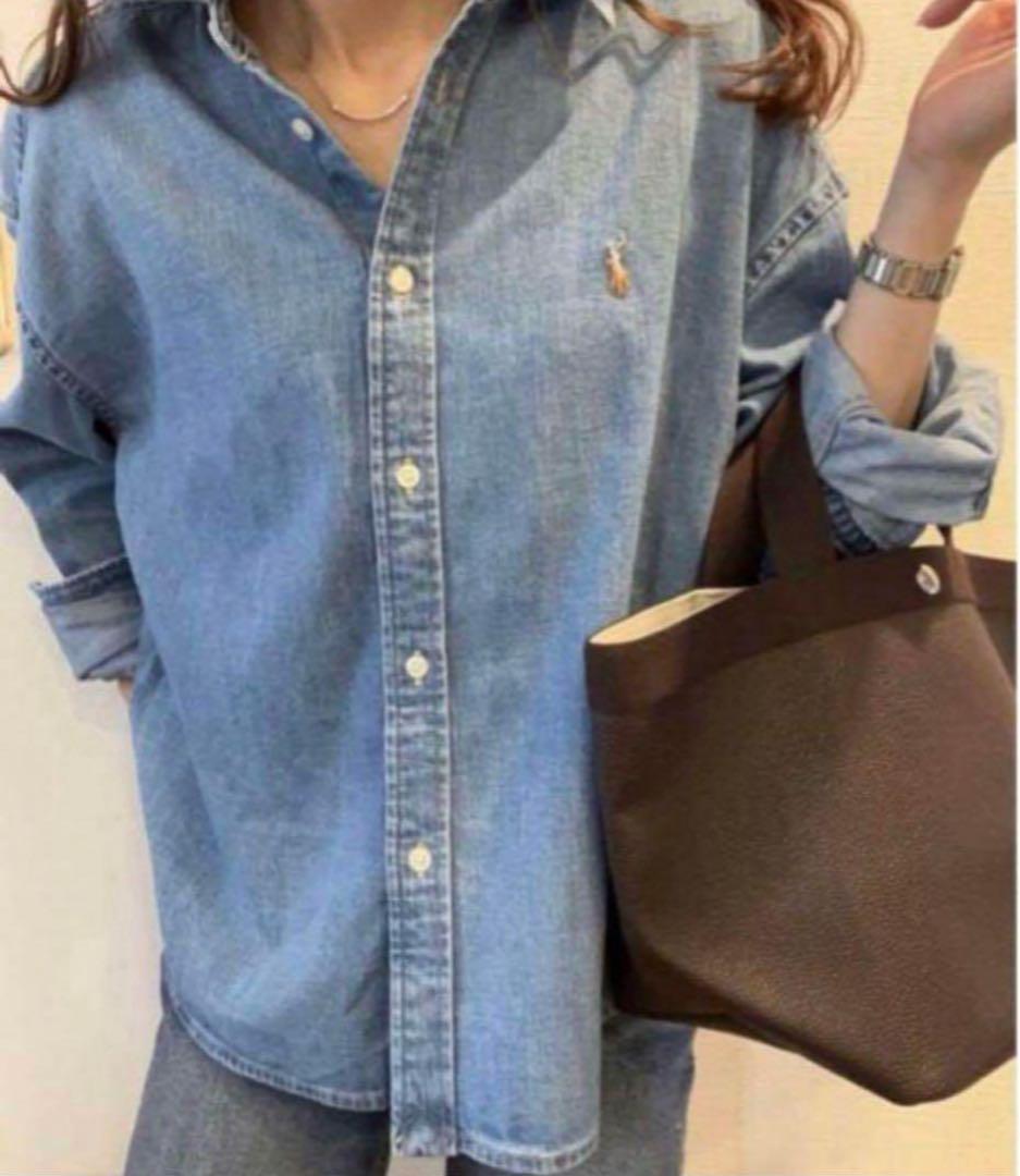 美品 ラルフローレン デニムシャツ ダンガリー M カスタムフィット インディゴ