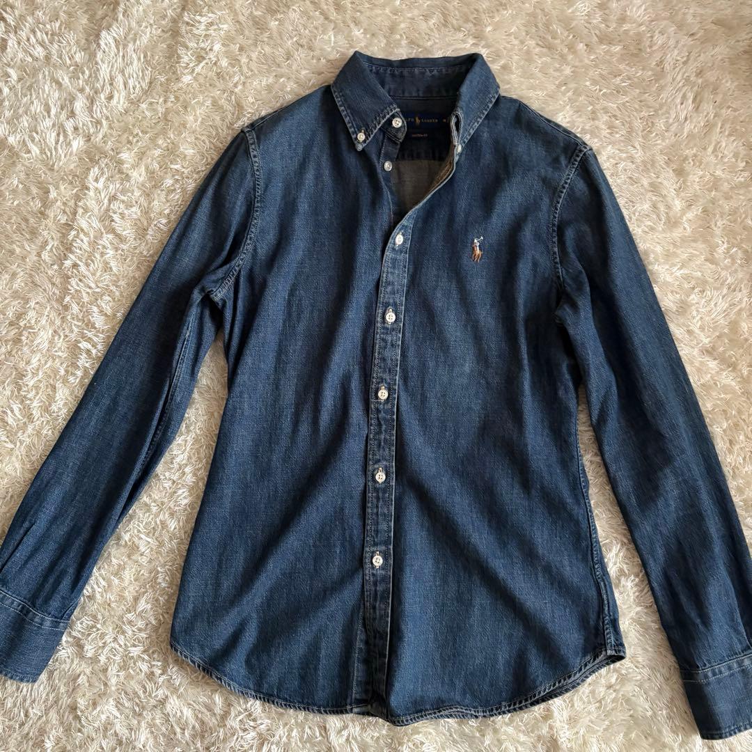 美品 ラルフローレン デニムシャツ ダンガリー M カスタムフィット インディゴ