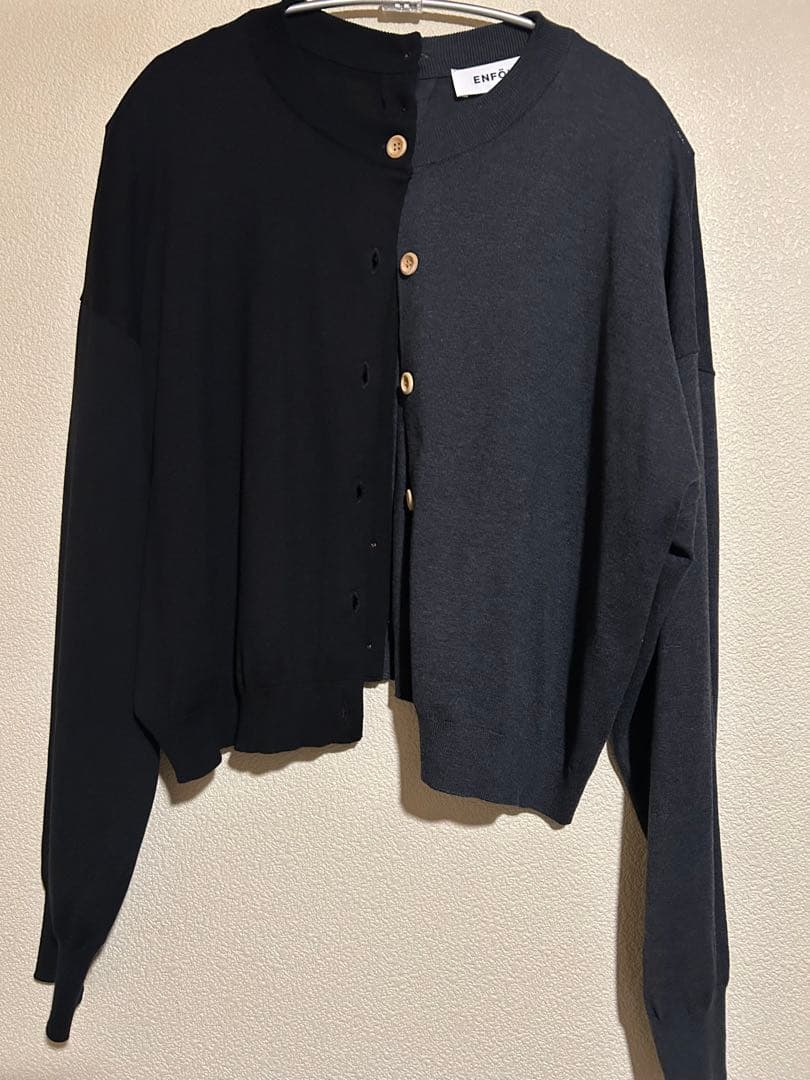 2025 ENFOLD バイカラー カーディガン ブラック グレー