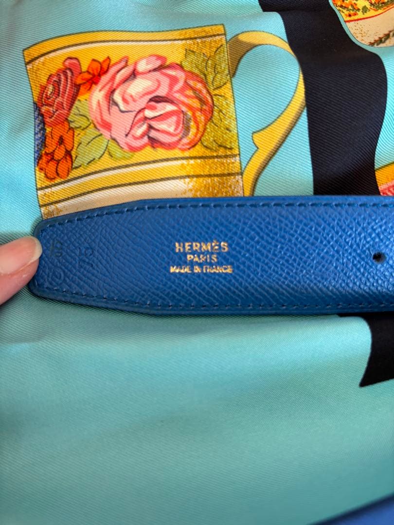 HERMES レザーベルト ブラック/ブルー