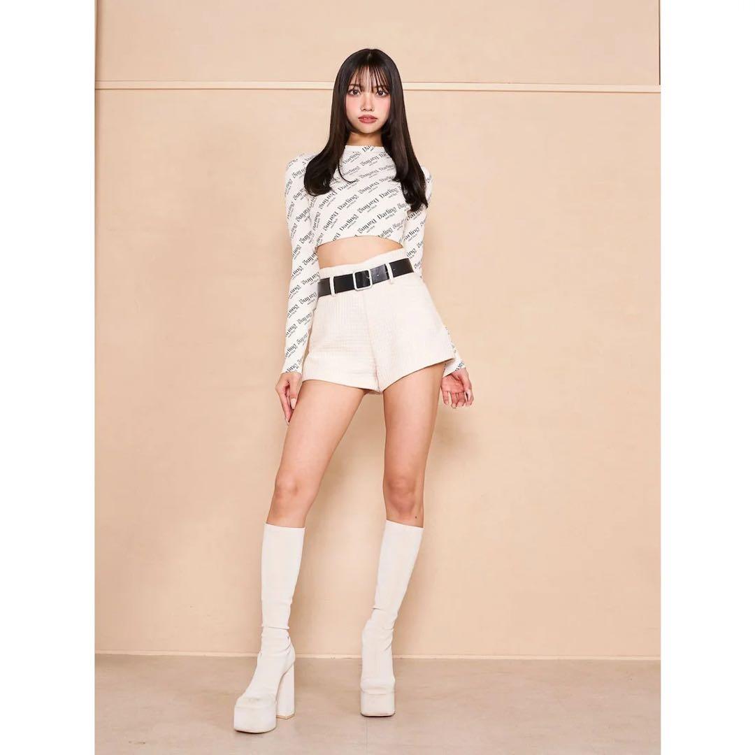 新品タグ付き ダーリッチ ツイードベルトショートパンツ ホワイト Mサイズ 白