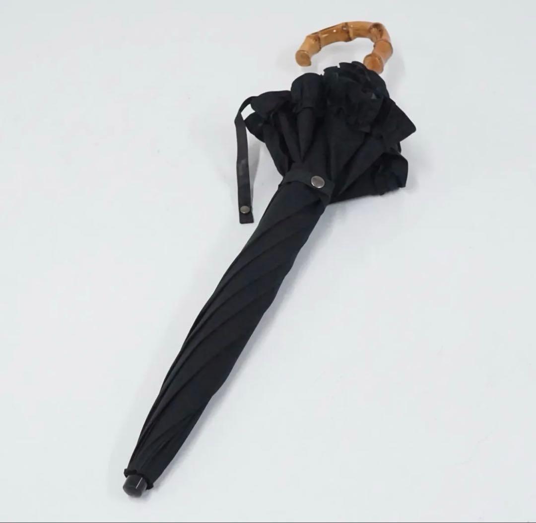 芦屋ロサブラン 完全遮光 折りたたみ日傘 フリル ブラック UVカット 遮熱