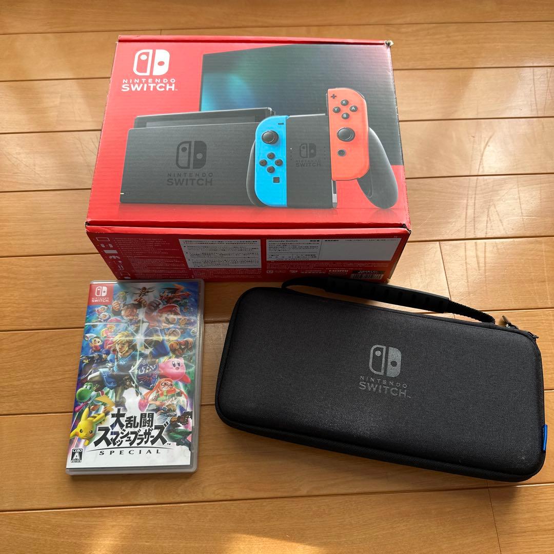 Nintendo Switch（箱あり、保護フィルム貼付済み） ＋ソフト＋ケース