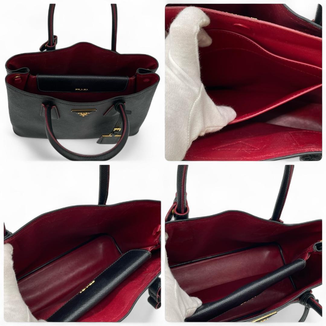 【超極美品】プラダ ダブルバッグ サフィアーノ トライアングルロゴ トートバッグ