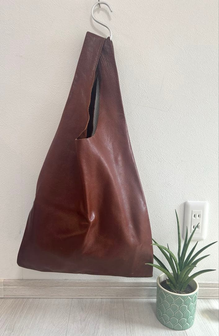 値下！BAGGU オールレザー　ブラウン　エコバッグ