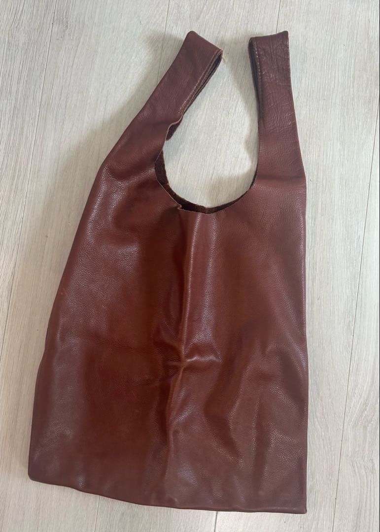 値下！BAGGU オールレザー　ブラウン　エコバッグ