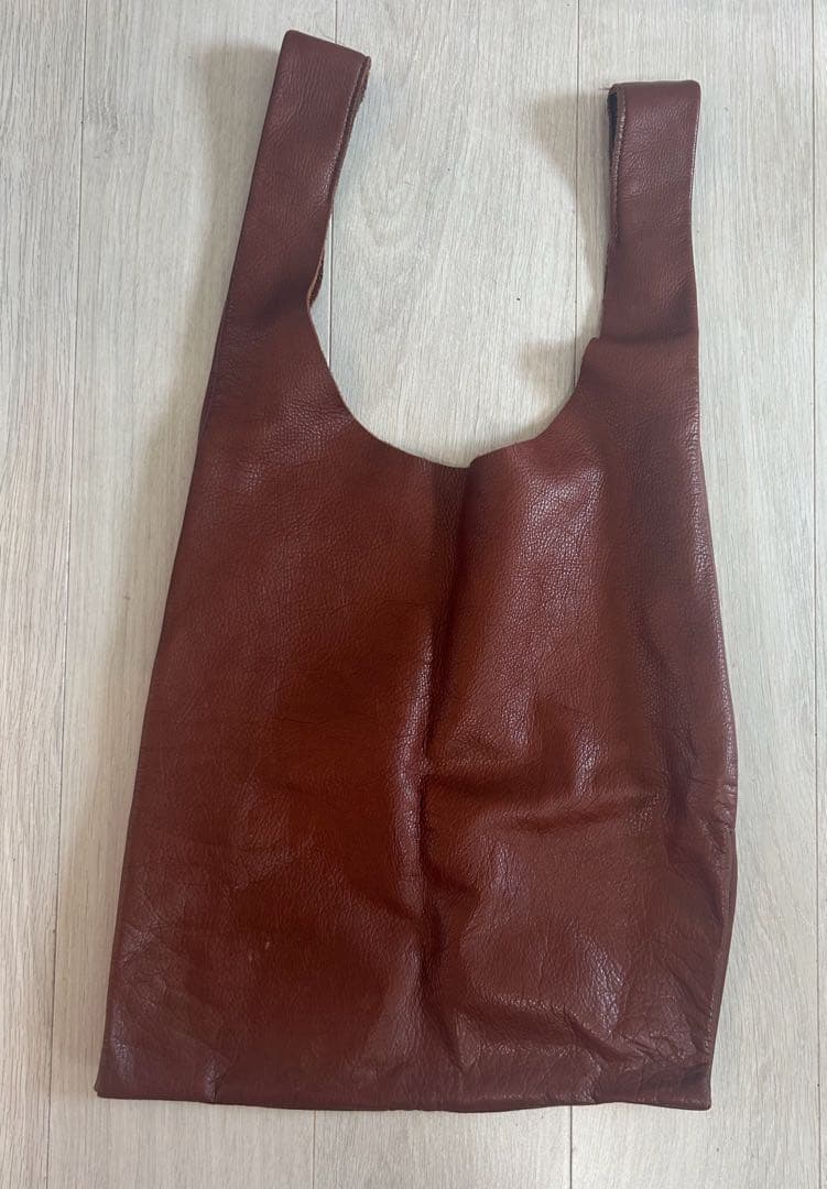 値下！BAGGU オールレザー　ブラウン　エコバッグ