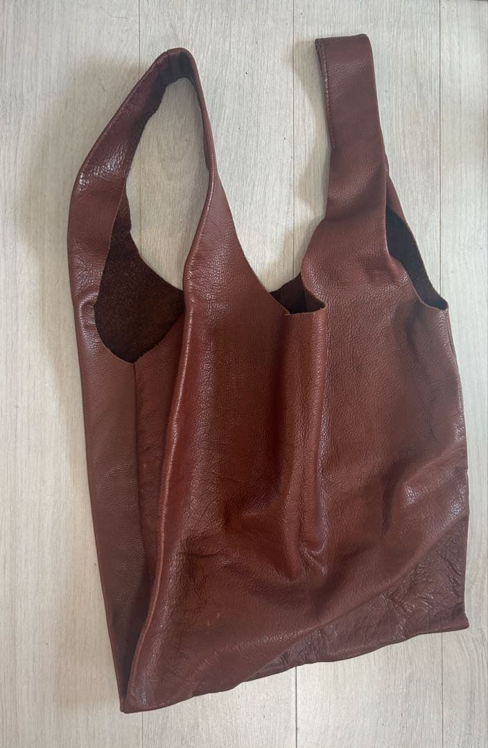 値下！BAGGU オールレザー　ブラウン　エコバッグ