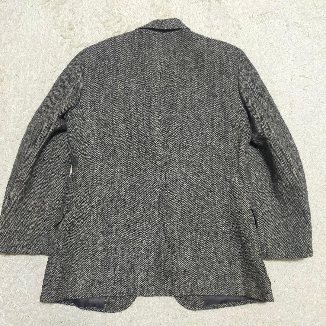 【大人ビジカジ】ニューヨーカー×ハリスツイード・ジャケット・灰ヘリンボーン・M