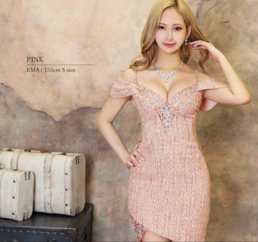 エンジェルアール　ツイード　オフショル　オフショルダー　ピンク　キャバドレス