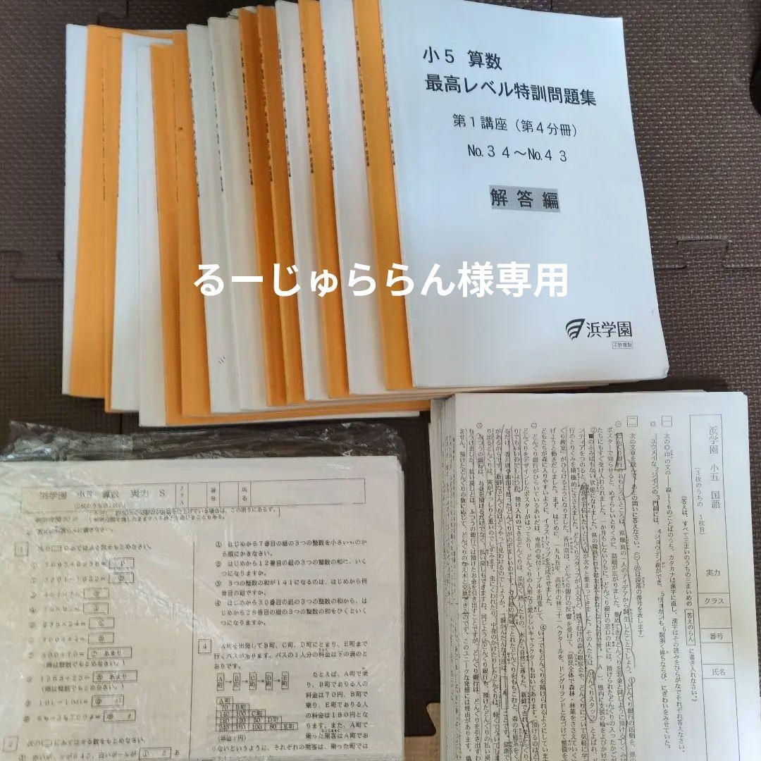 浜学園小5算数復テ　1年分　SとV混合最レ算数、国語復テ セット