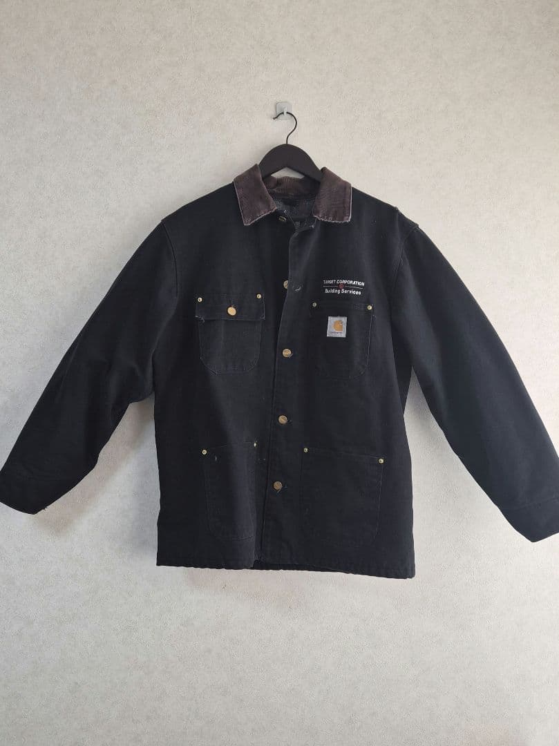 【USA製】Carhartt C01 チョアコート 企業刺繍 黒 40 L相当