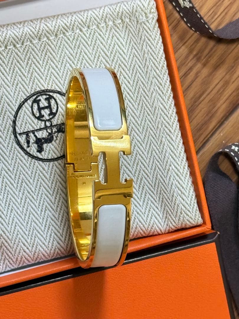 HERMESエルメス ゴールド ホワイト バングル