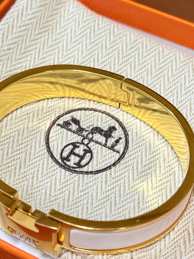 HERMESエルメス ゴールド ホワイト バングル