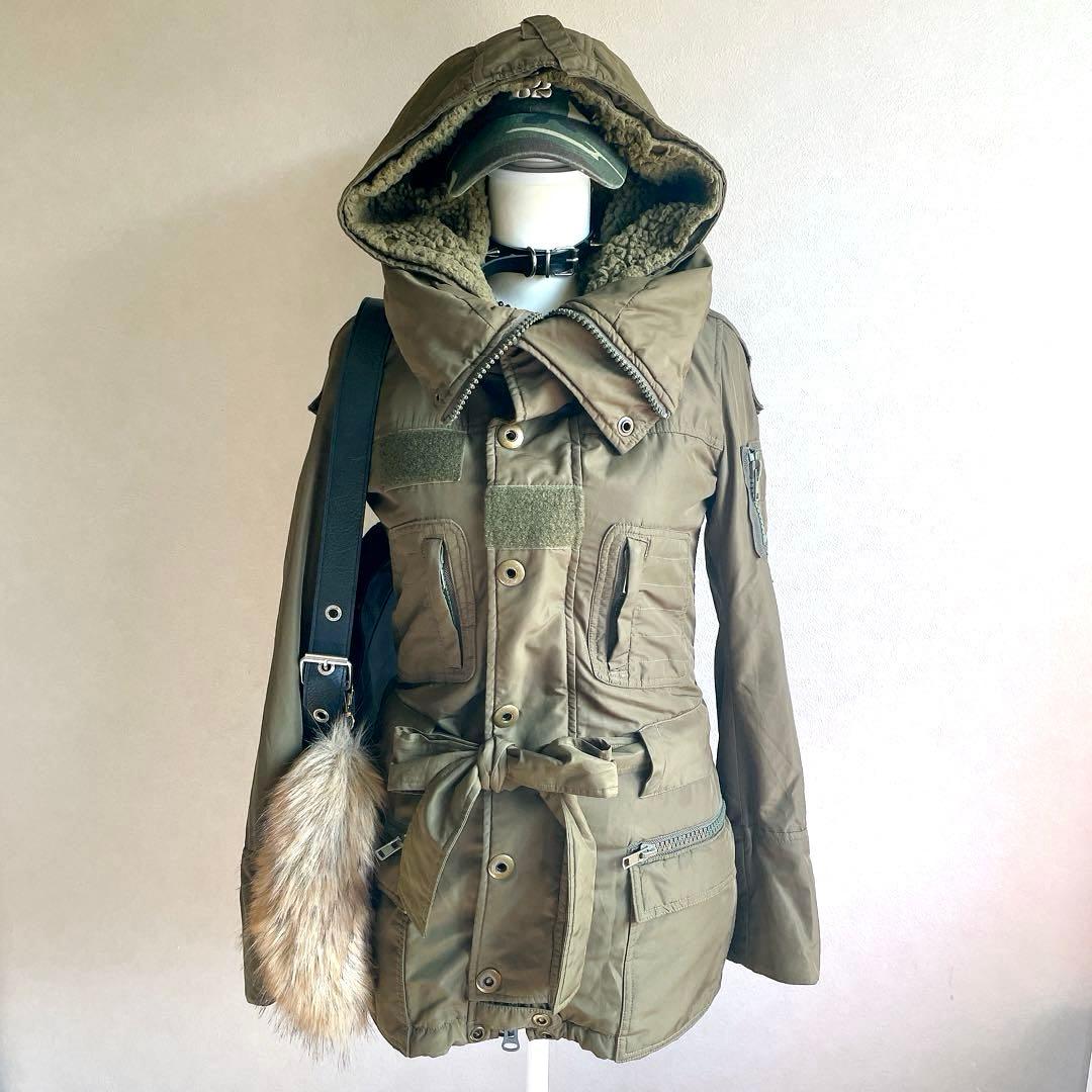 平成ギャル y2k　ミリタリーアウター　モッズコート　フェアリーグランジ　カーキ