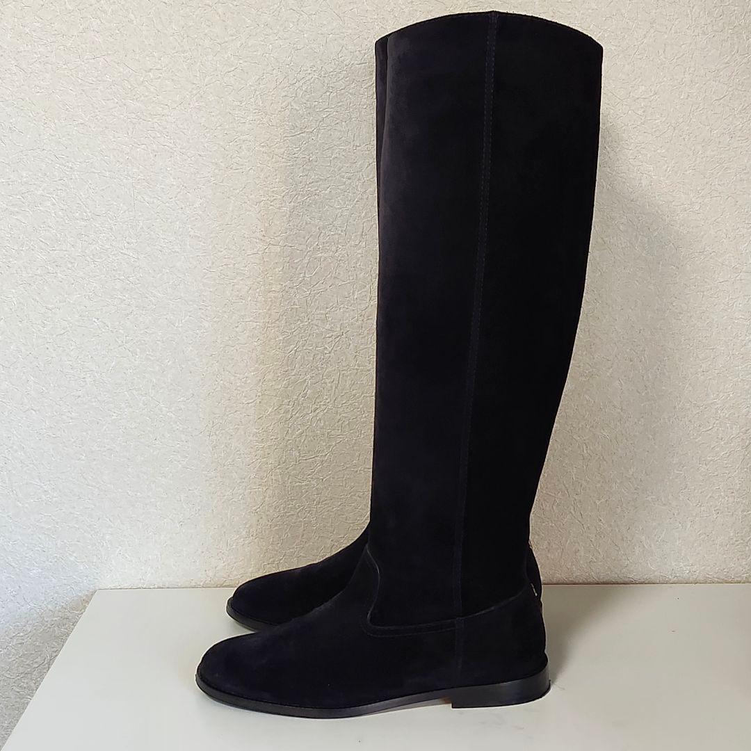 美品 ジミーチュウ BREE FLAT 37 ブラック スエード　ロングブーツ