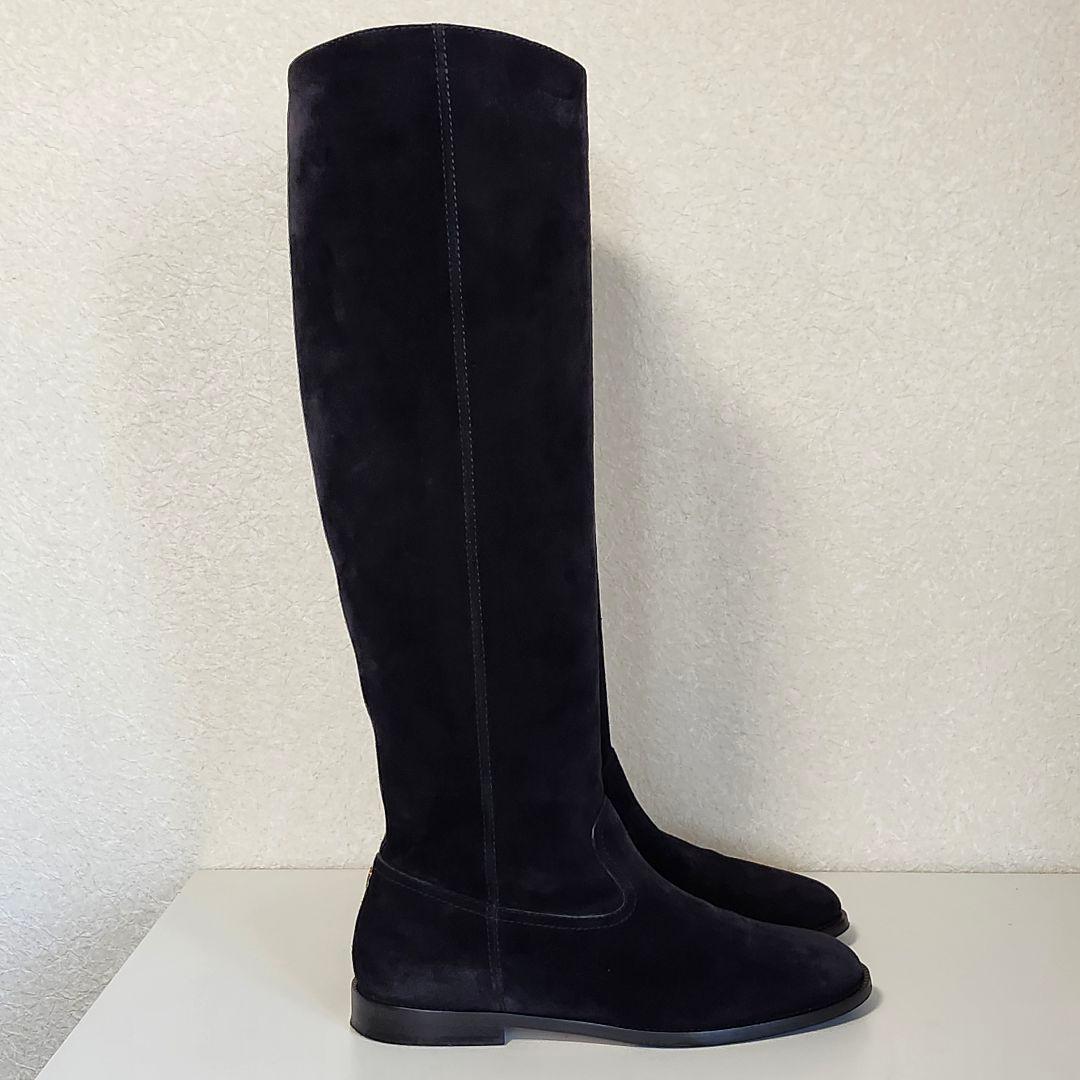 美品 ジミーチュウ BREE FLAT 37 ブラック スエード　ロングブーツ