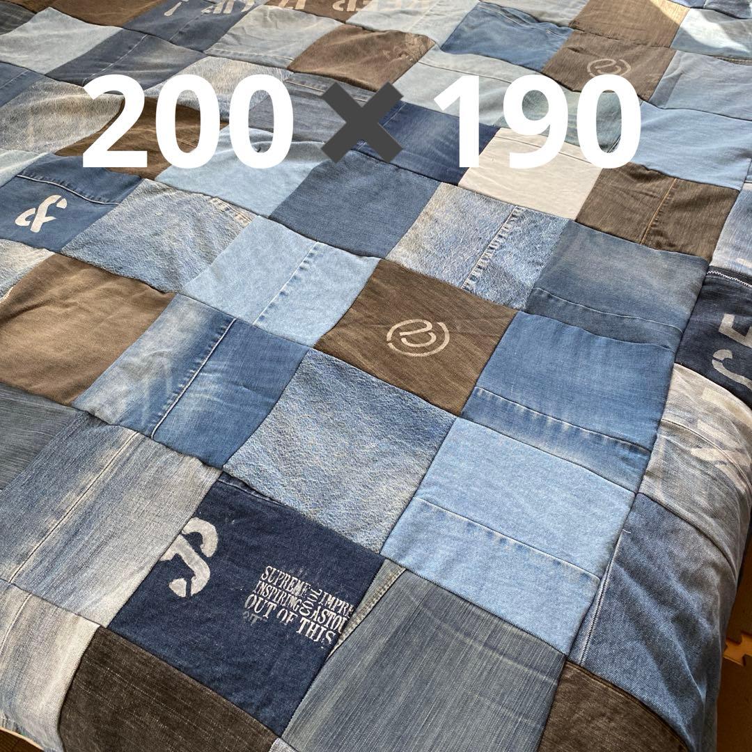 リメイクデニム マルチカバーハンドメイドざっくりベットカバー約２００✖️約190