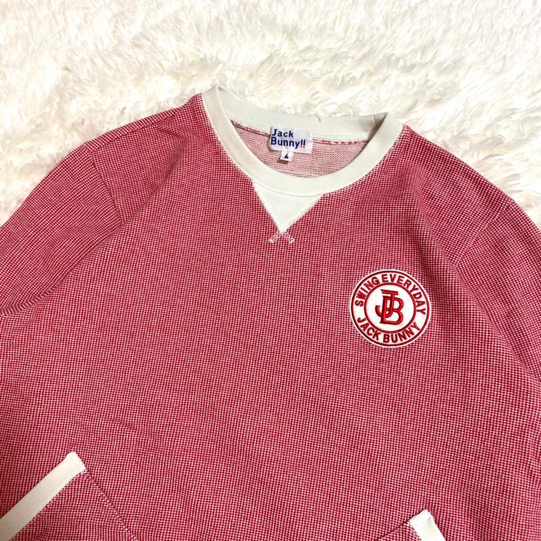 ジャックバニー　スウェット　トレーナー　刺繍ロゴ　バーズアイ　ゴルフ　赤　XL