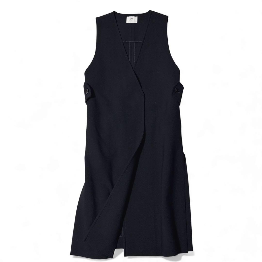 極美品✨️プルミエアロンディスモン　ウール　ロングジレ　サイドスリット　黒　38