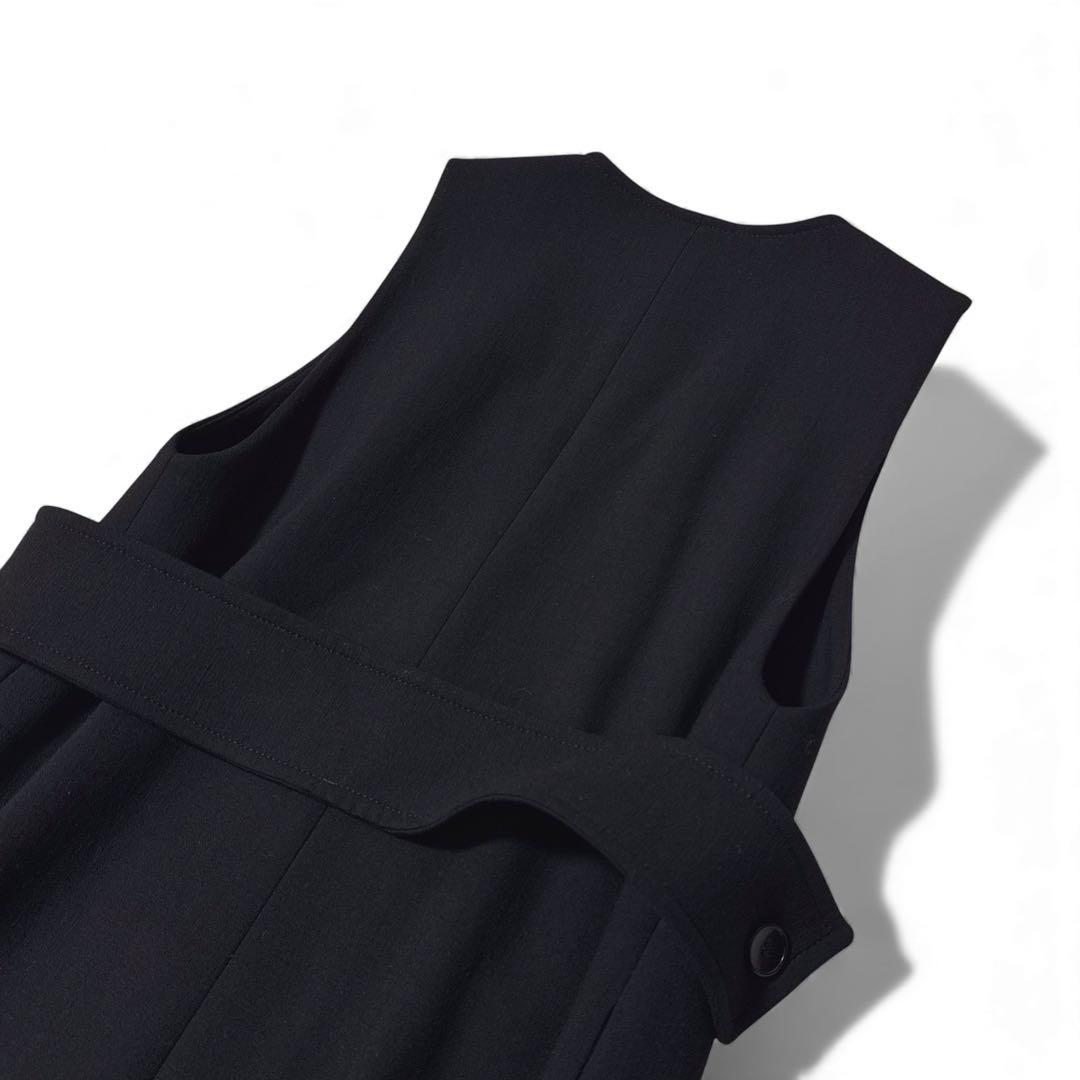 極美品✨️プルミエアロンディスモン　ウール　ロングジレ　サイドスリット　黒　38