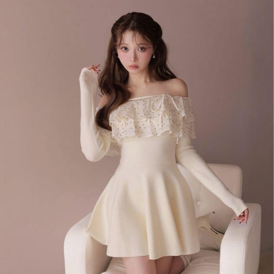 ワンピース M me eme Petite Dot Frill onepiece