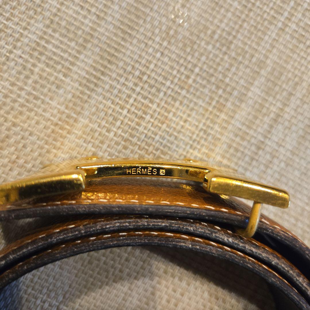 HERMES ブラウンレザー ベルト ゴールド金具