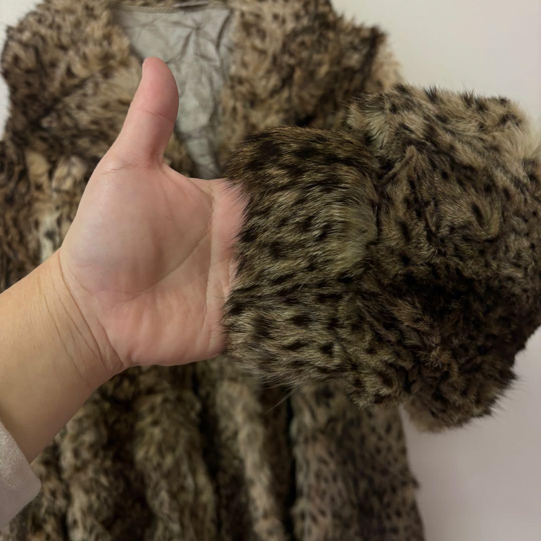 王道： 極美品✨ 豪華リアルファーコート 豹柄 リンクス風 希少 L相当 セレブ