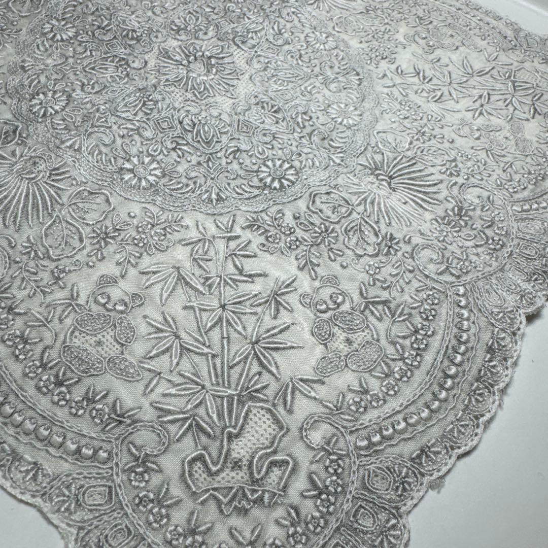 【美品】スワトウ　スワトー　汕頭刺繍のハンカチ ヴィンテージ　パンダちゃん　✨