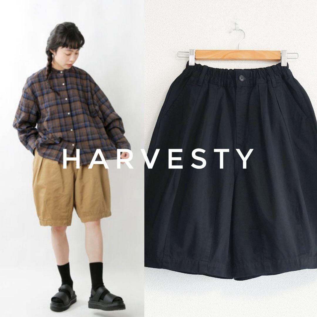 美品 HARVESTY コットン チノクロス サーカス ショートパンツ 黒