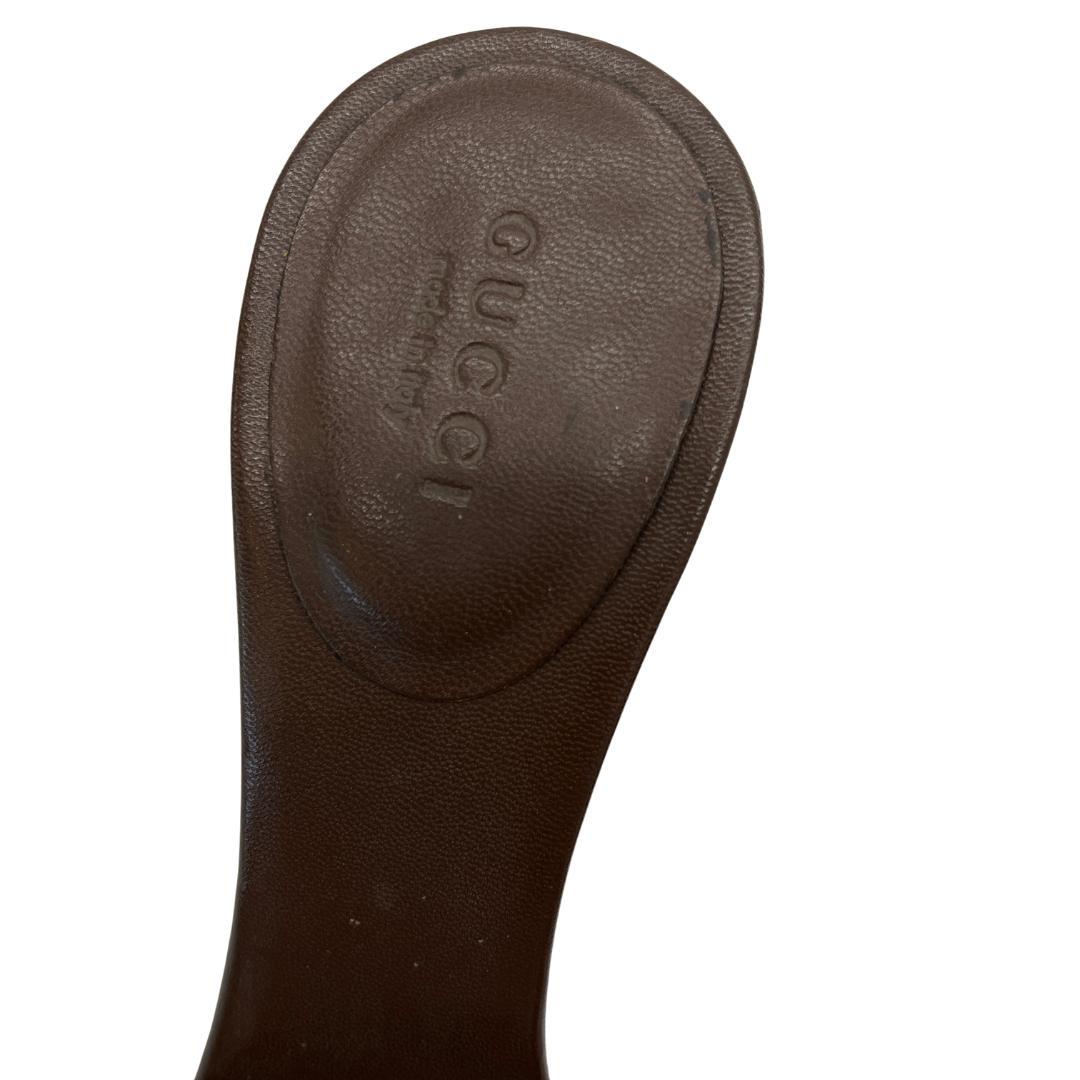 【GUCCI】ミュール サンダル GGキャンバス 37C ブラウン系 ハイヒール