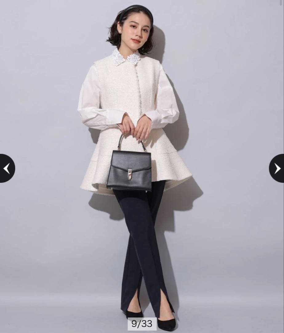 ゆべしArpege storyツイードフレアジレ ホワイト 1アルページュ