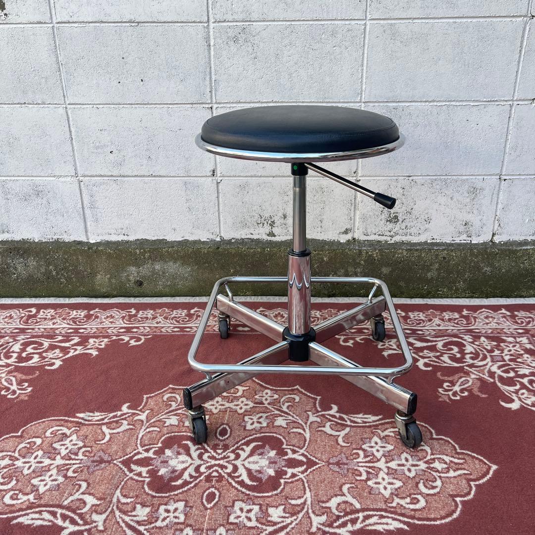 古家具ビンテージ品◾️ITOKI 足掛け付き×ガス圧昇降 ワークチェア スツール