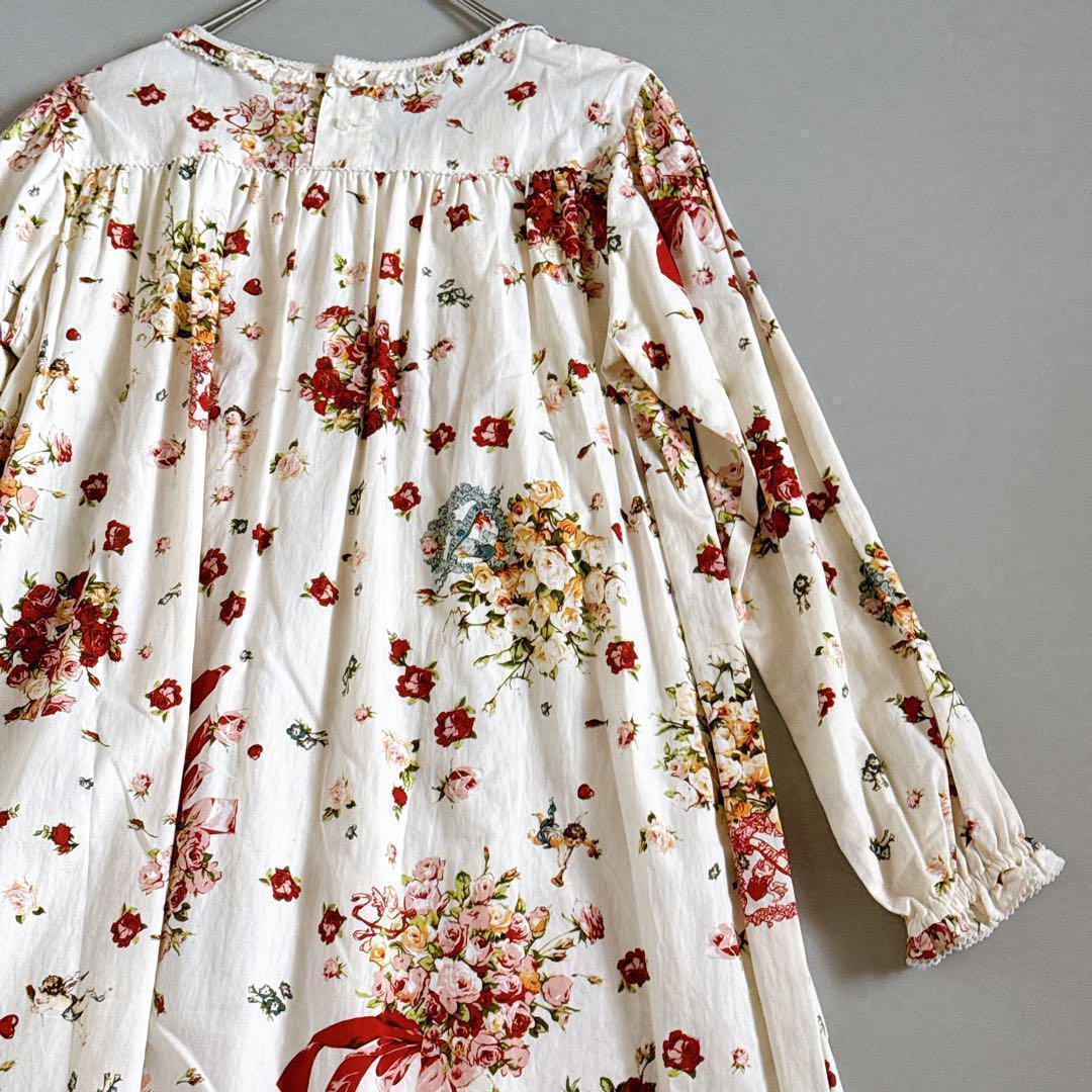 21年モデル✨ピンクハウス アンジェリークローズ柄 ミディ丈ワンピース フリル