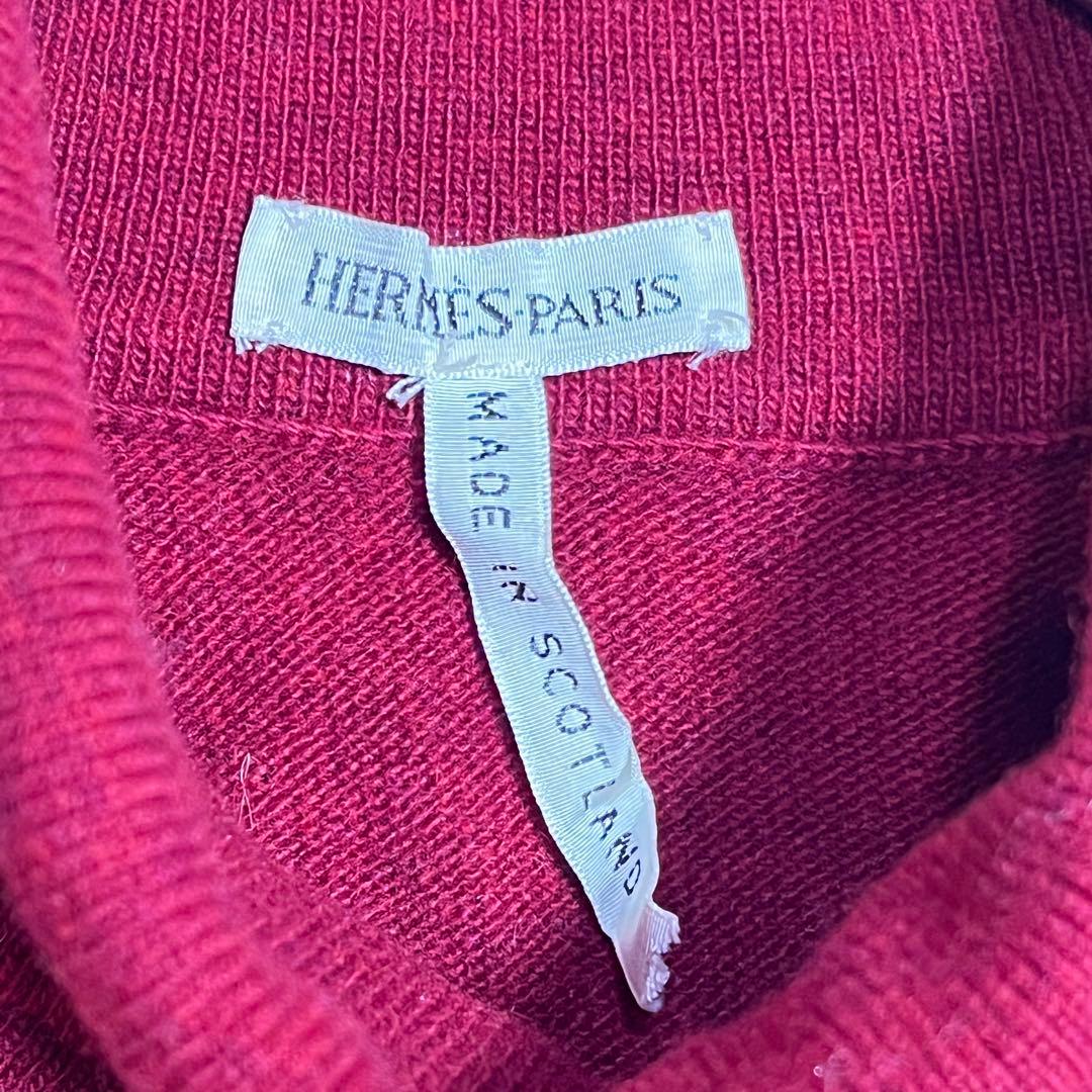 HERMÈS ワインレッド タートルネックニットベストカシミア100%