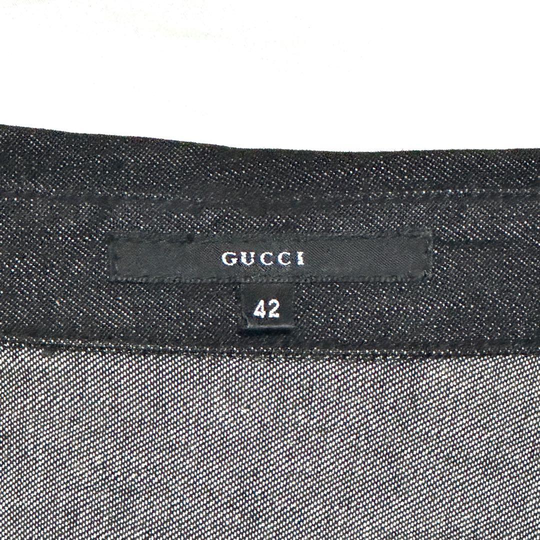 美品　グッチ デニムジャケット ブラック　コットン100%　サイズ42