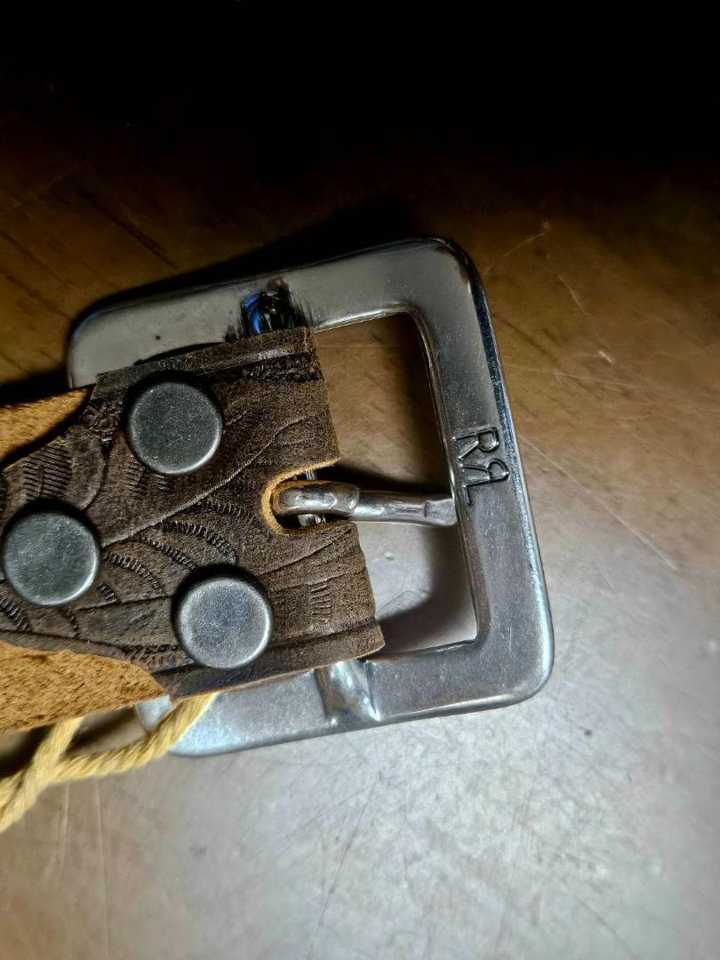 【新品未使用】RRL アメリカンヴィンテージエンボス加工 ブラウンベルト
